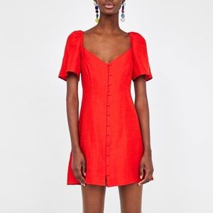 Red Puff Sleeve Dress